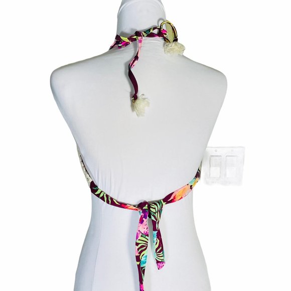 Boho High Neck Crotchet Flora Swim Bikini To - Picture 2 of 8